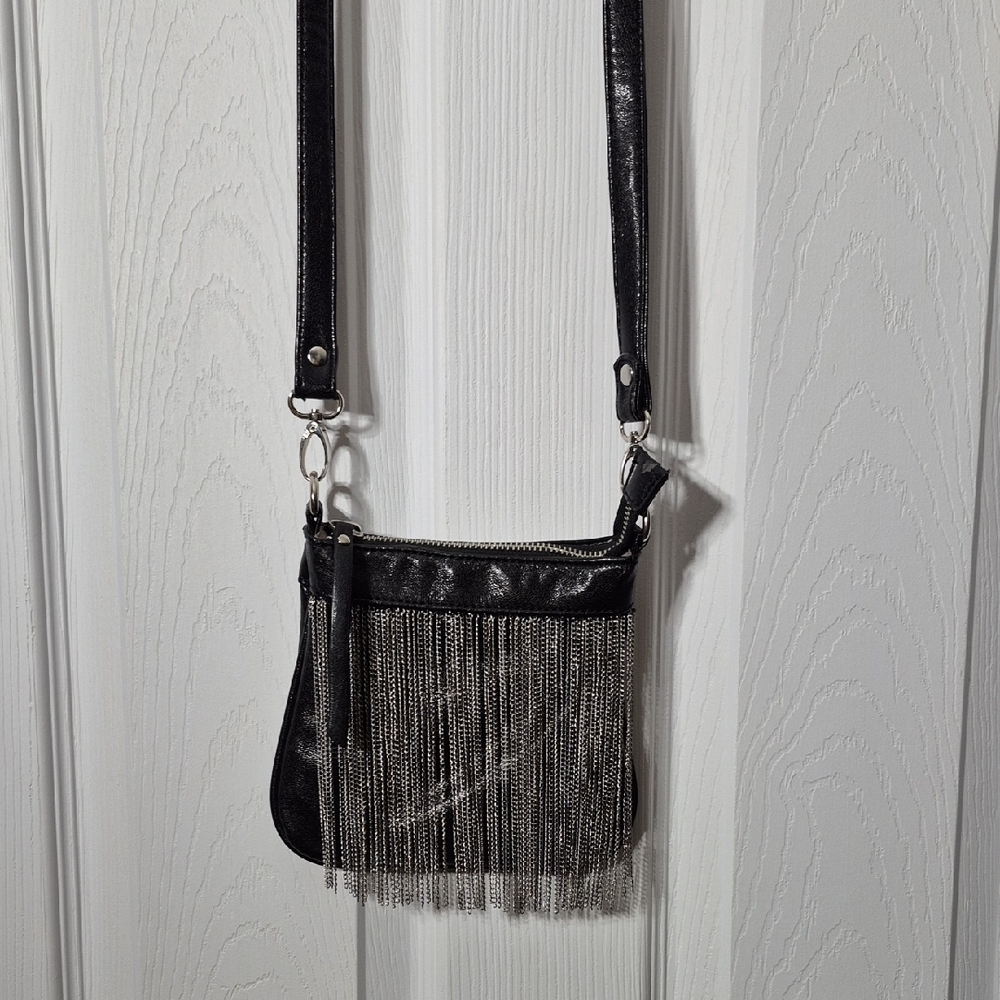 Mini Black Crossbody Bag with Fringe, Steve Madden